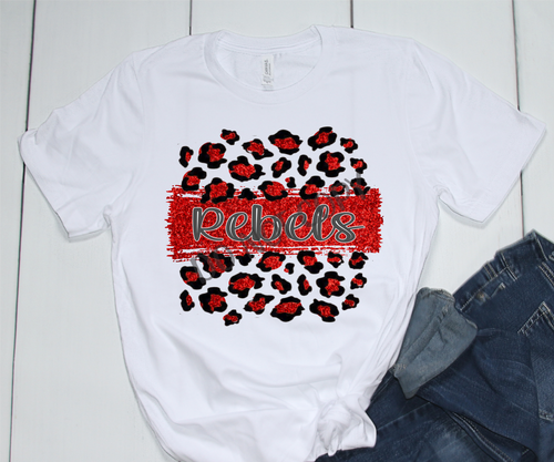 Rebels Red, White & Grey Leopard Glitter