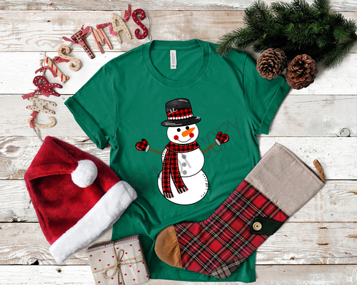 Buffalo Plaid Snowman Transfer