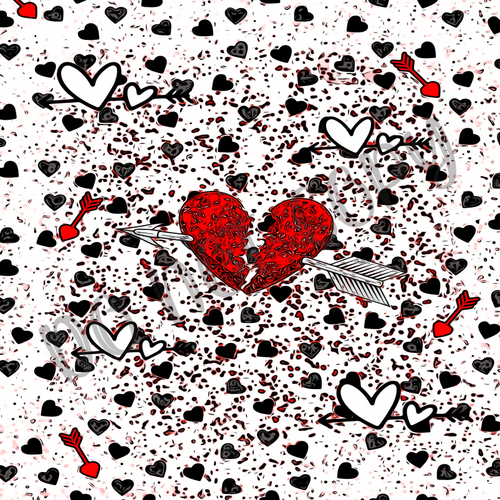 Red, White & Black Hearts Background 12x12