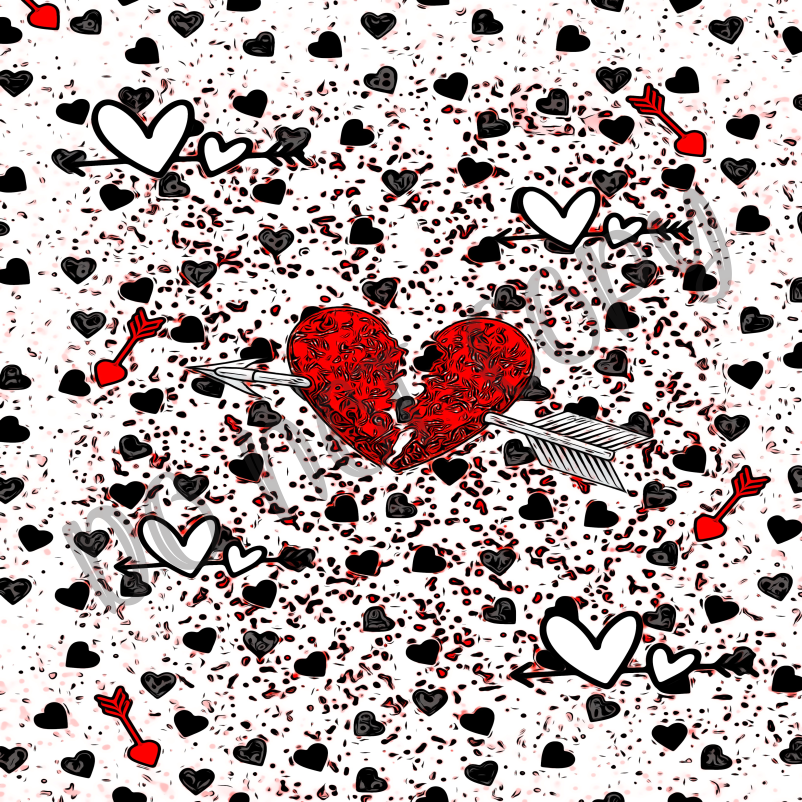 Red, White & Black Hearts Background 12x12