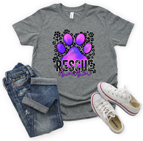 Rescue Mama Purple Paw With Leopard Transfer