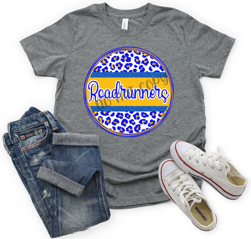 Roadrunners Yellow & Blue Leopard Circle