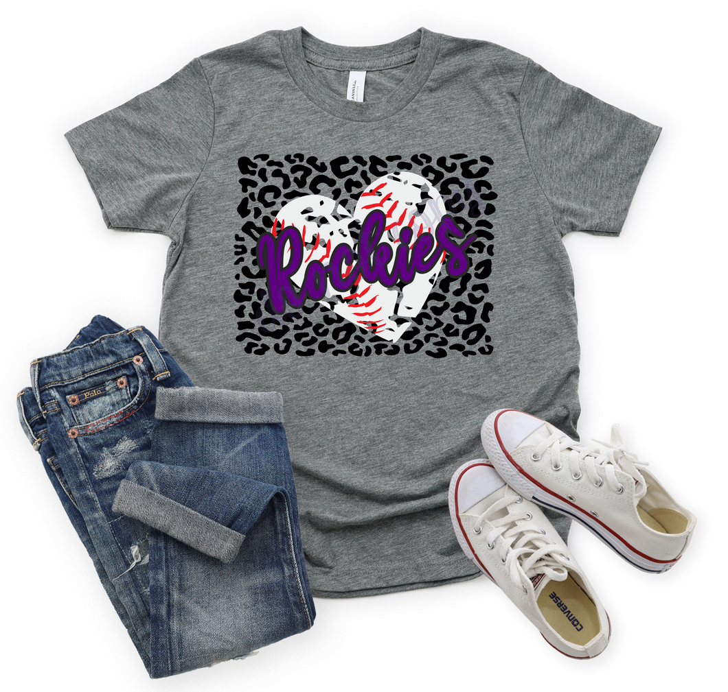 Rockies Purple Baseball Heart With Leopard Background