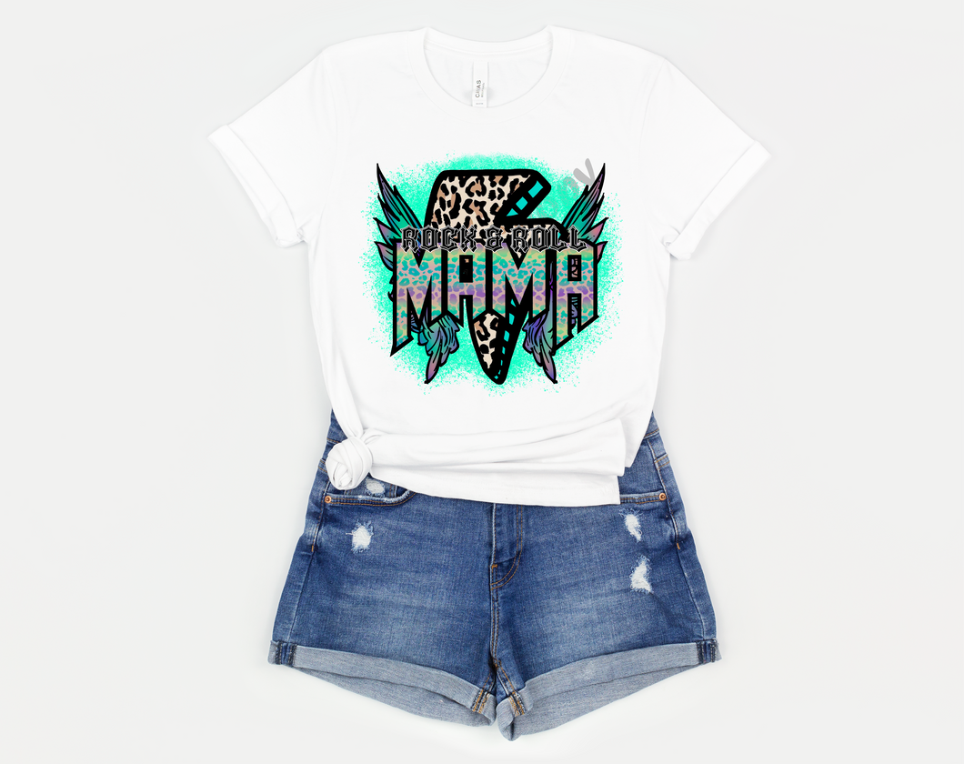 Rock n Roll Mama Teal & Leopard Transfer