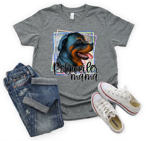 Rottweiler Mama With Colorful Squares Transfer