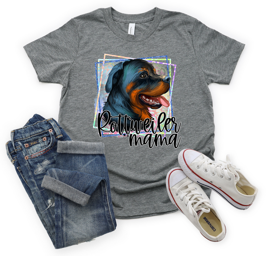 Rottweiler Mama With Colorful Squares Transfer