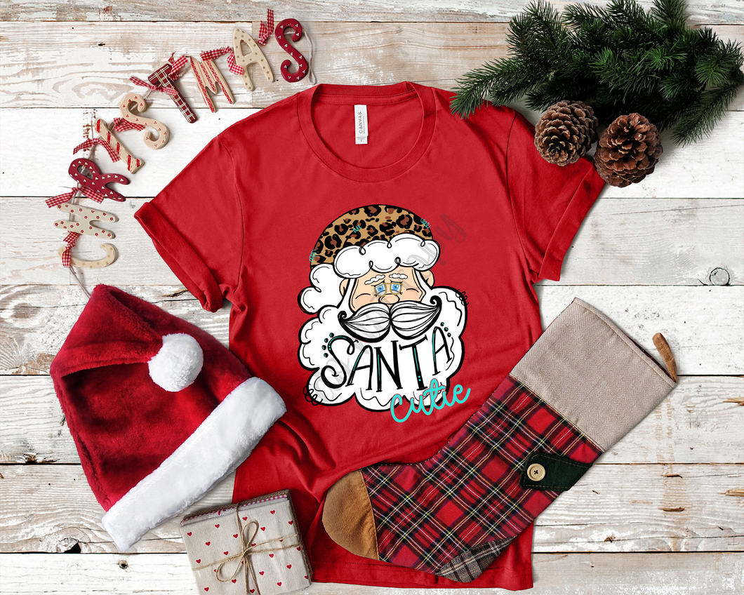 Santa Cutie With Leopard Hat Transfer