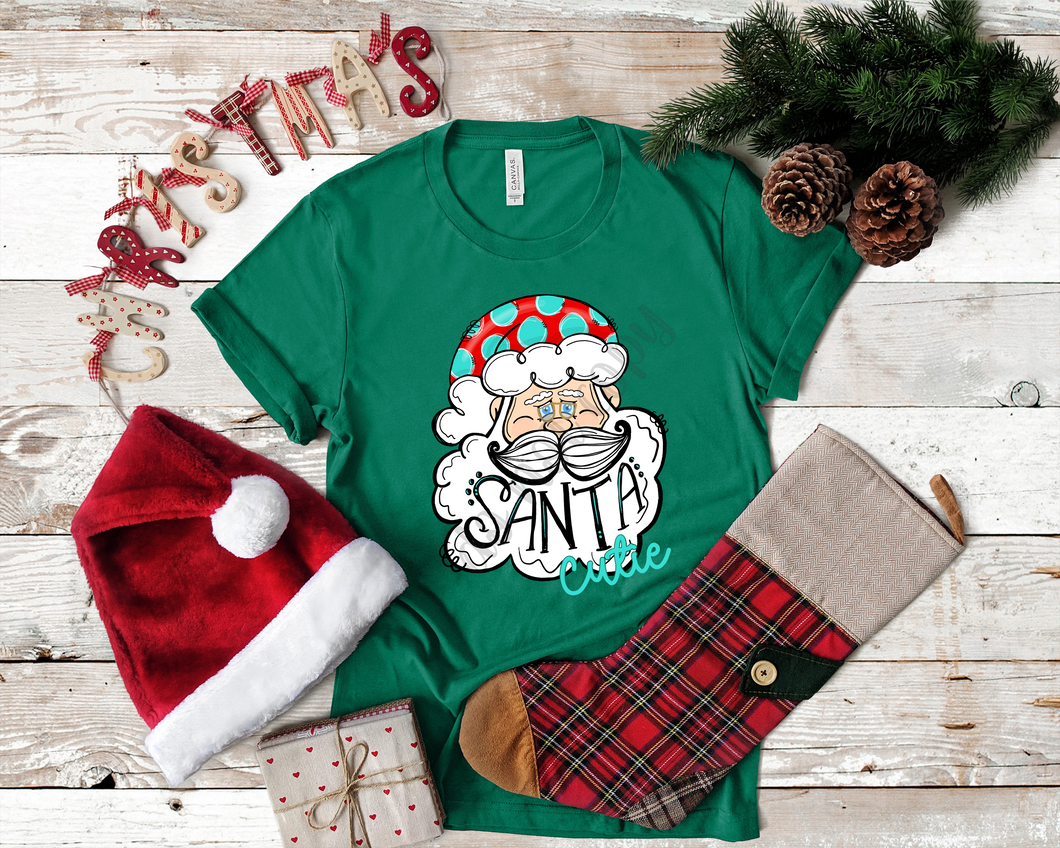 Santa Cutie With Red & Teal Hat Transfer