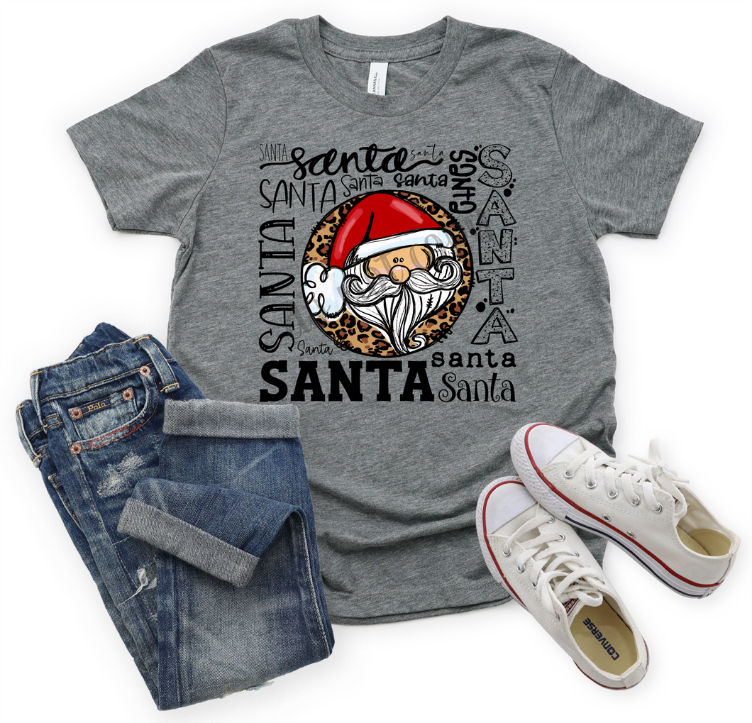 Santa In Leopard Circle Typography Transfer