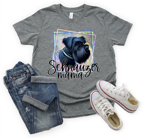 Schnauzer Mama Colorful Squares Transfer