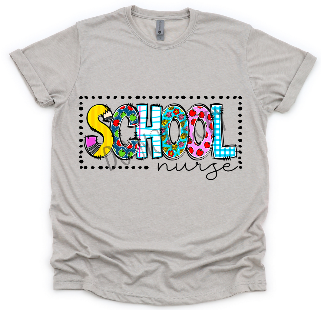 School Nurse Doodle School Letters Transfer