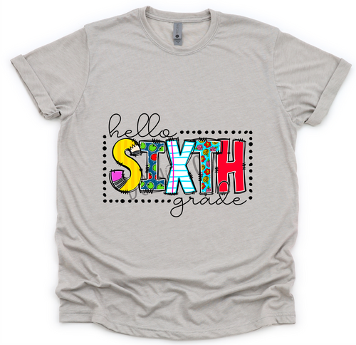 6th Grade School Print Doodle Letters