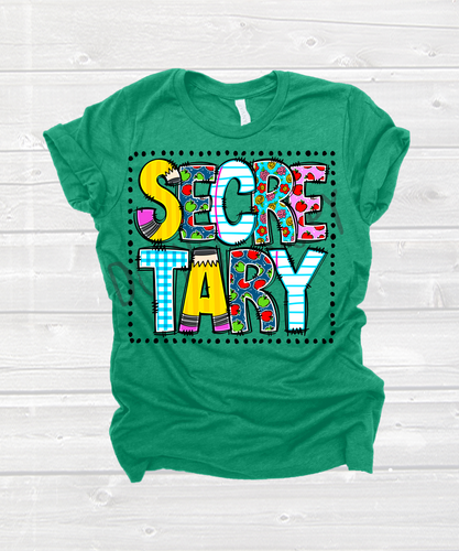 Secretary Doodle School Letters Transfer