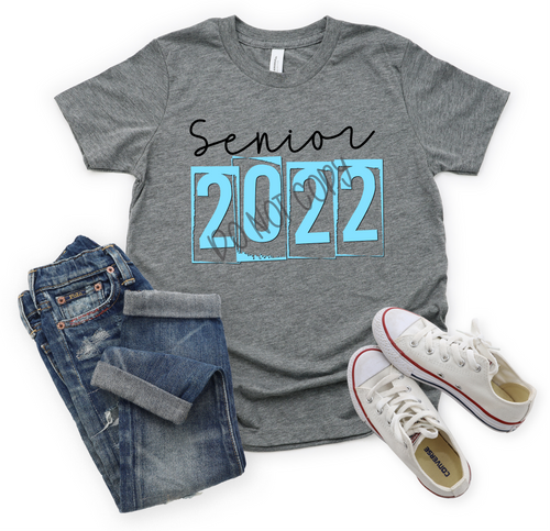 Senior 2022 Light Blue & Black Transfer