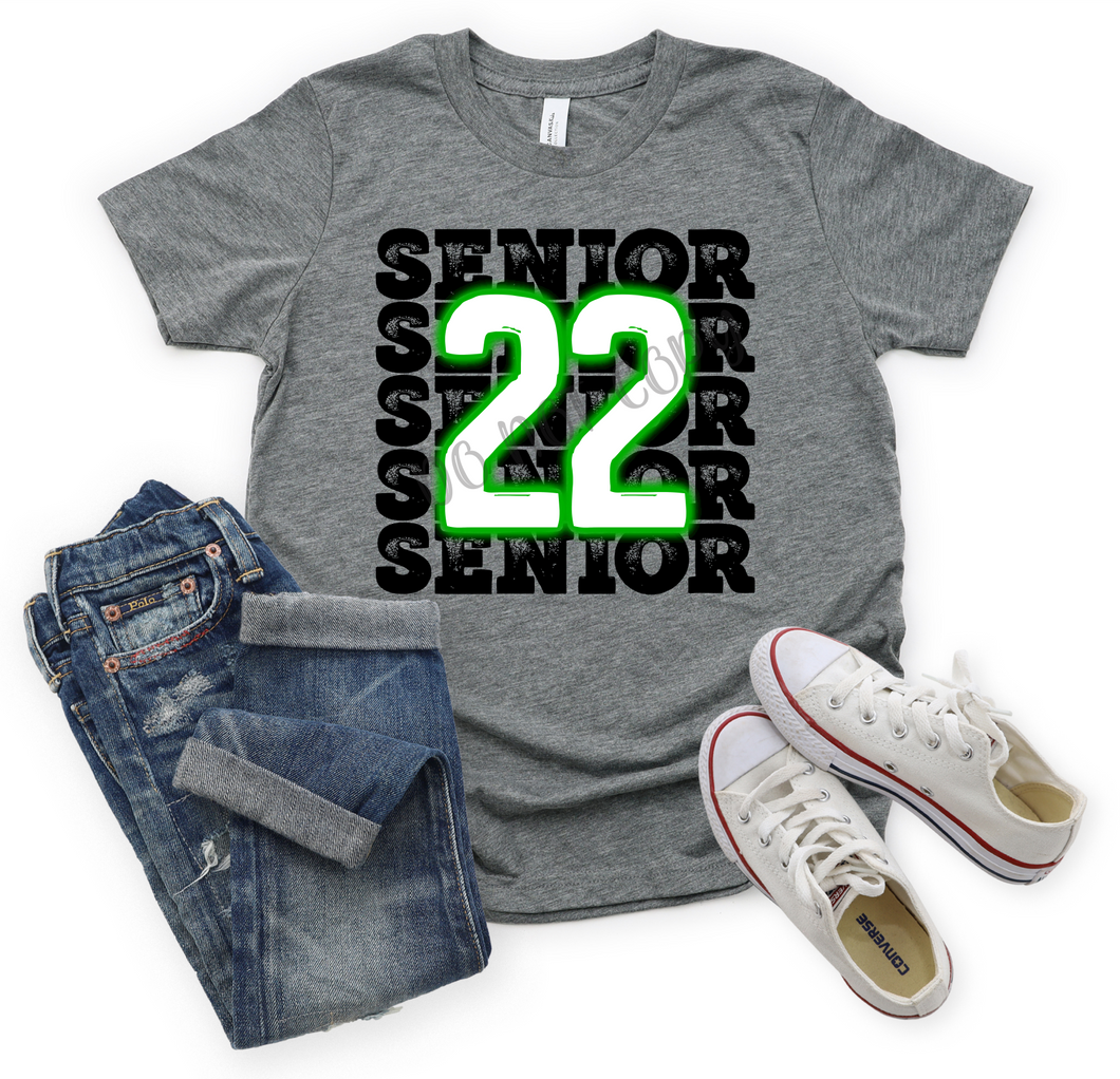 Senior 2022 Stacked Green Neon Transfer