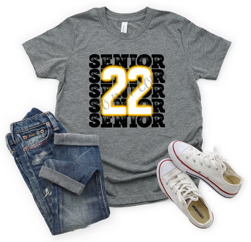 Senior 2022 Stacked Yellow Neon Transfer