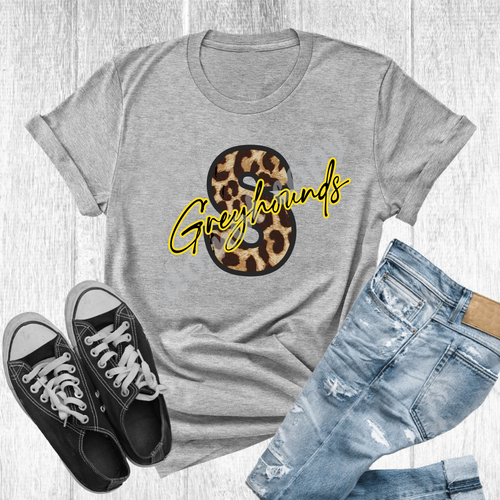 S Greyhounds Yellow & Black Leopard Letter