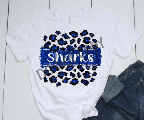 Sharks Blue & White Leopard Glitter