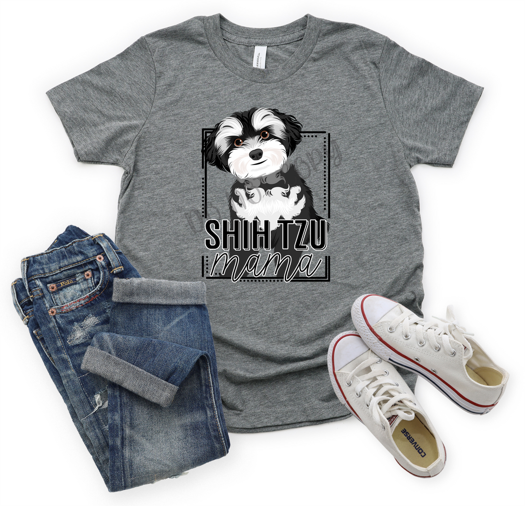 Shih Tzu Mama Black & White Transfer