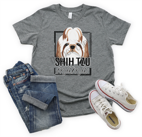 Shih Tzu Mama Brown & White Transfer