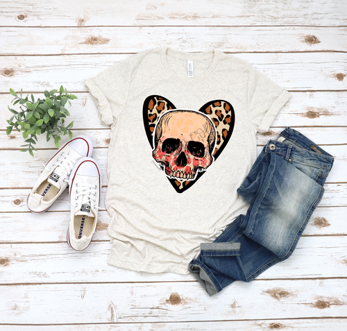 Skull With Leopard Heart Transfer