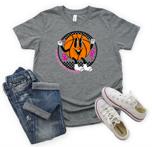 Slam Breast Cancer Smiley Face Basketball Transfer