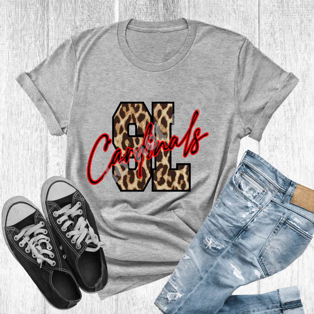 SL Cardinals Red & Black Leopard Letter