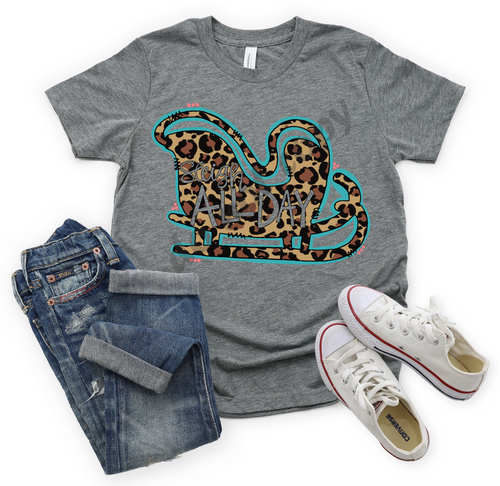 Sleigh All Day Leopard & Teal Sleigh Transfer