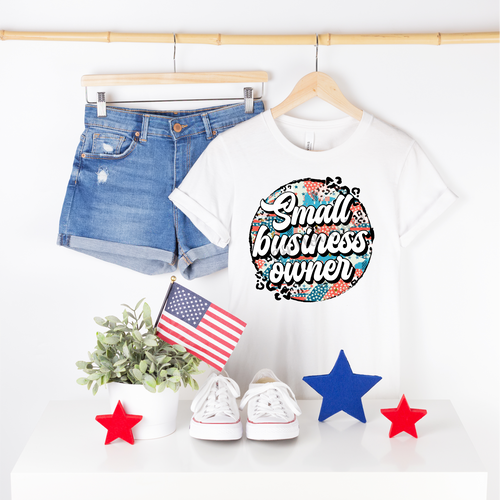 Small Business Owner Patriotic Leopard Circle Transfer