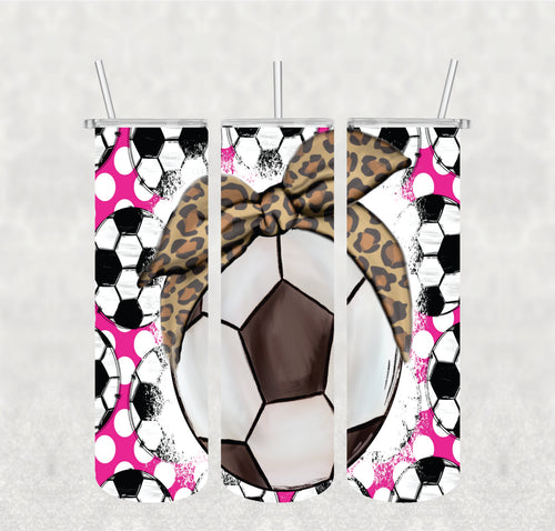 Soccer Cheetah Bow Wrap/Tumbler