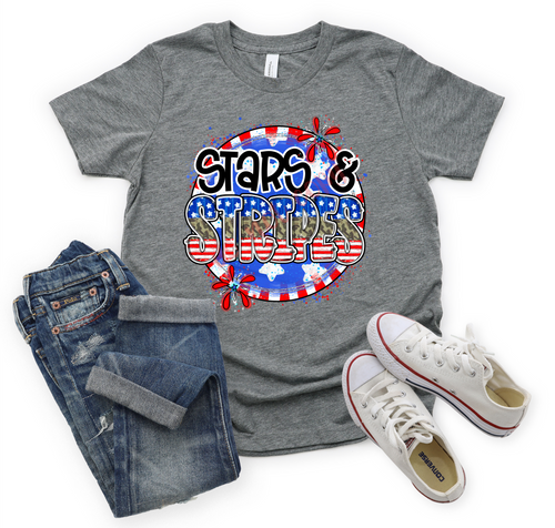 Stars & Stripes Circle With Camp & Stripes Transfer