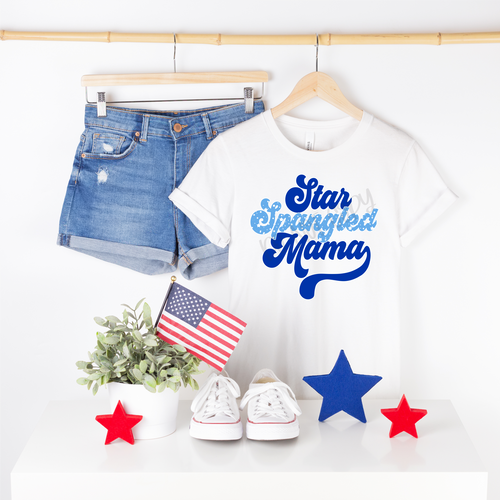 Star Spangled Mama Blue & Light Blue Transfer