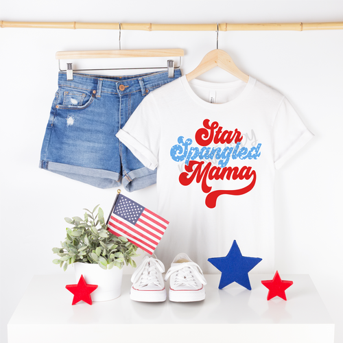 Star Spangled Mama Red & Light Blue Transfer