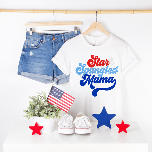 Star Spangled Mama Red, Light Blue & Blue Transfer