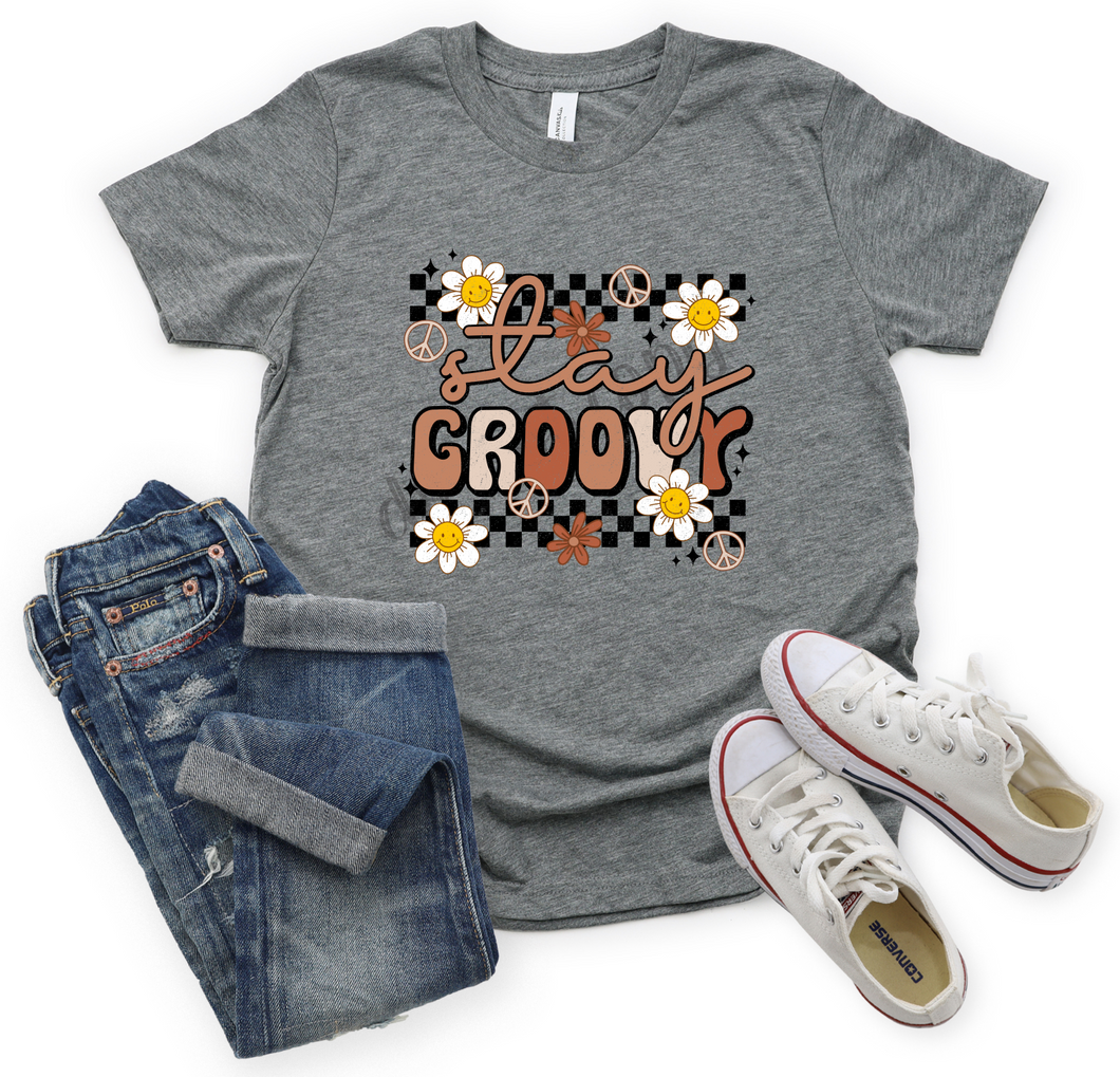 Stay Groovy Distressed Brown Transfer