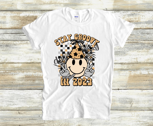 Stay Groovy In 2023 Black and Gold Transfer