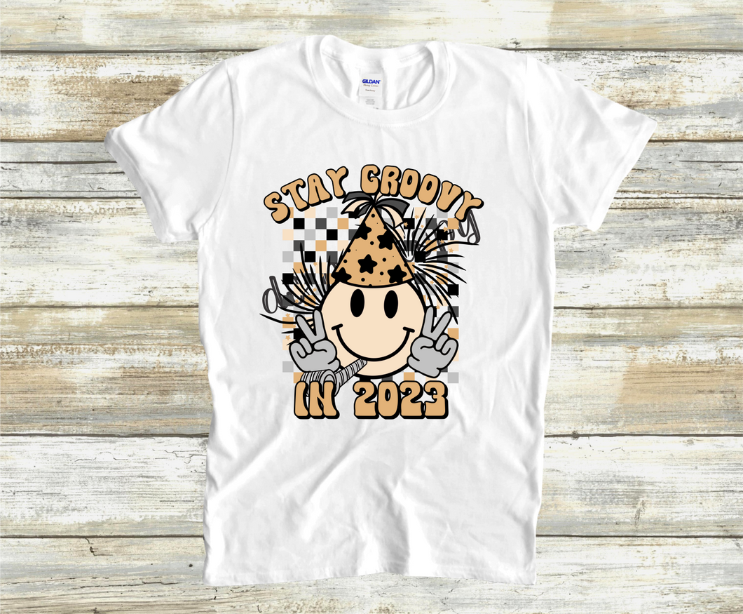 Stay Groovy In 2023 Black and Gold Transfer