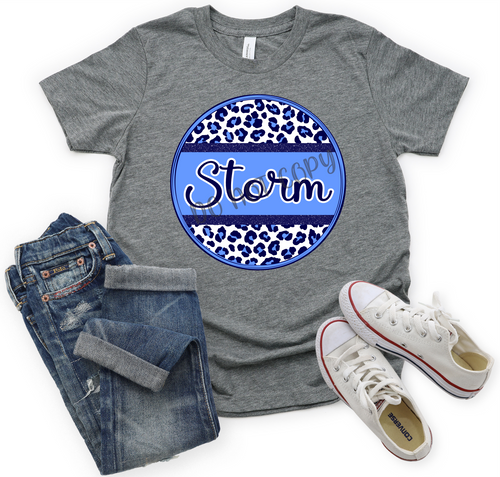 Storm Navy & Carolina Blue Leopard Circle