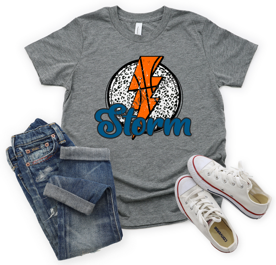 Storm Navy Leopard Circle With Basketball Lightning Bolt