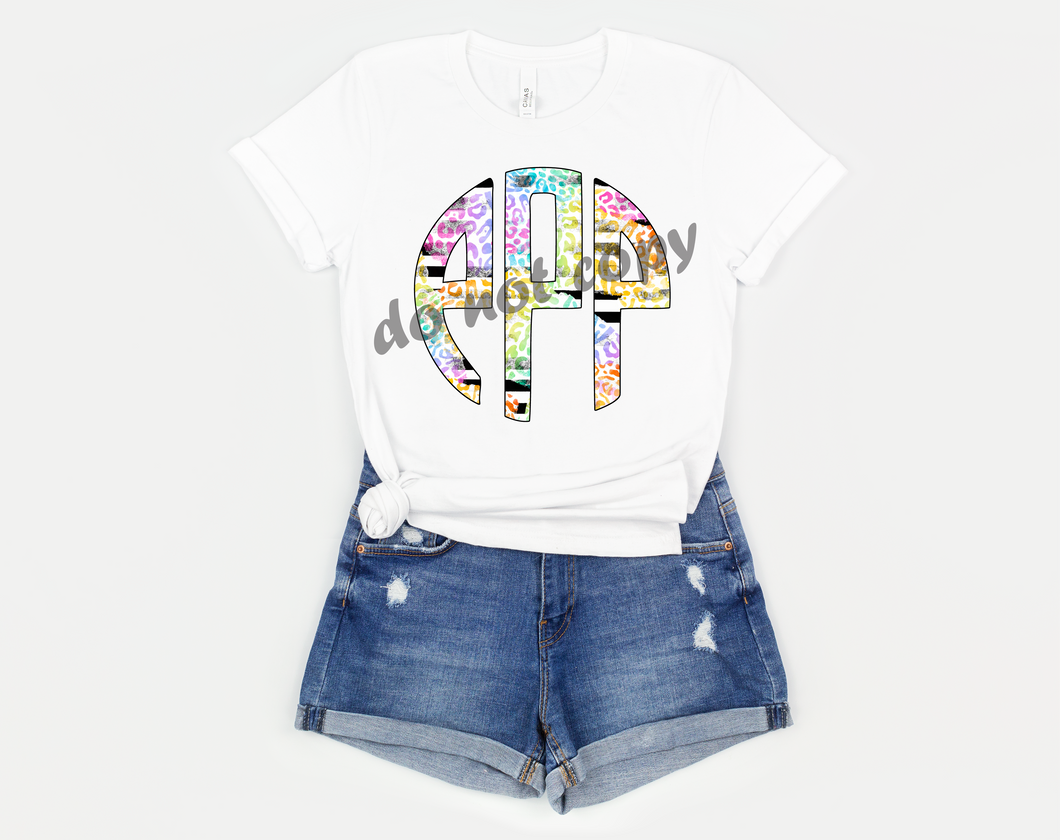 Colorful Leopard and Striped Monogram