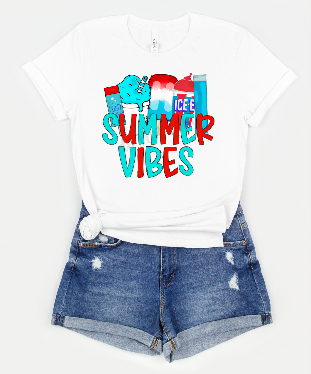 Summer Vibes Blue & Red Icees Transfer