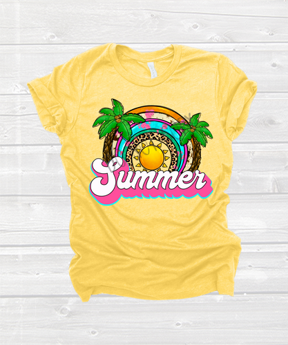 Summer With Colorful Leopard Rainbow Transfer