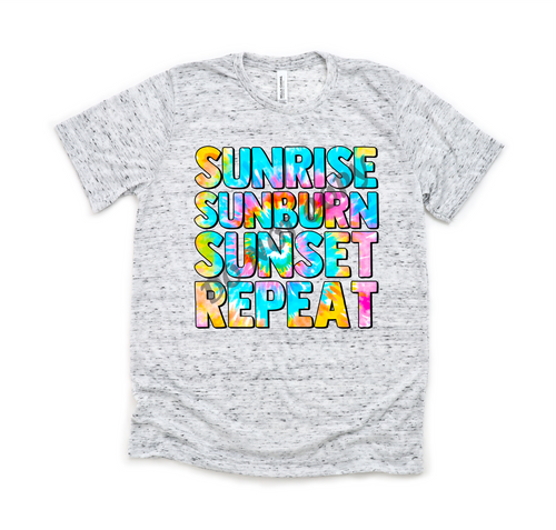 Sunrise Sunburn Sunset Repeat Tie-Dye Transfer