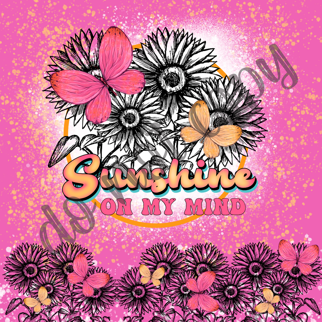 Sunshine On My Mind Orange & Pink 20 oz Straight tumbler Sublimation Transfer