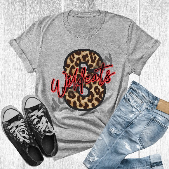 S Wildcats Red & Black Leopard Letter