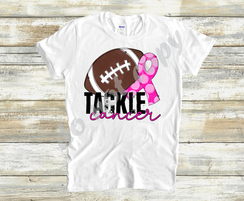 Tackle Cancer Football & Polka Dot Ribbon  Transfer