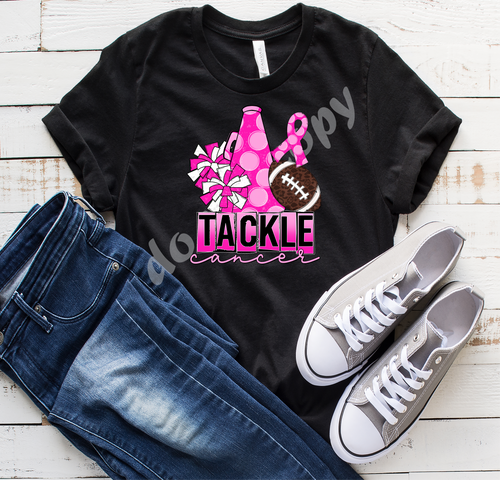 Tackle Cancer Pink Polka Dot Cheer  Transfer