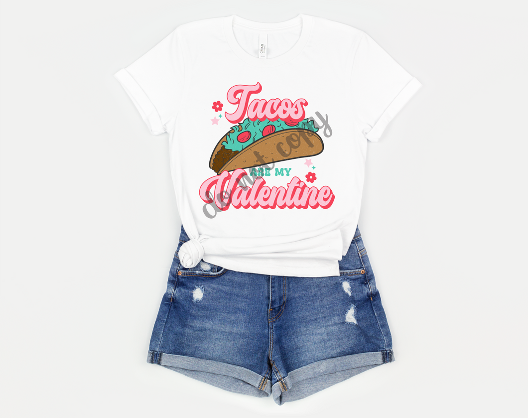 Tacos Are My Valentine Pink & Teal Transfer