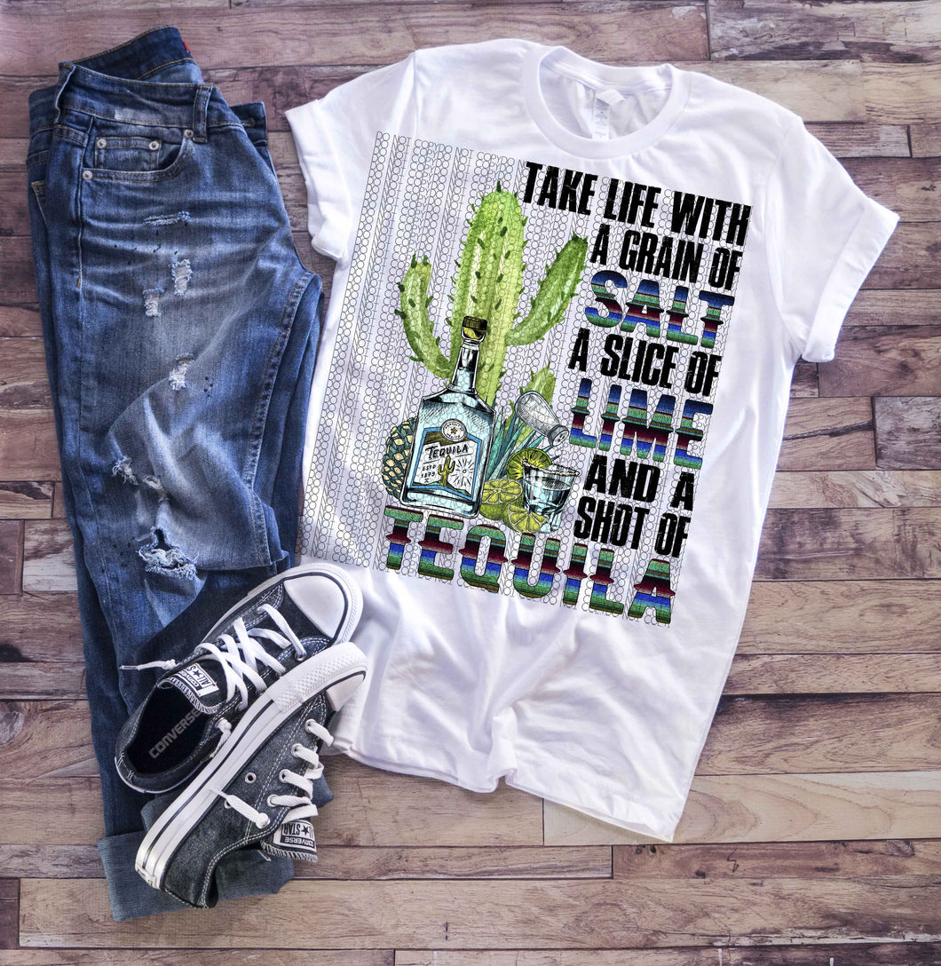 Take Life With a Grain Of Salt Serape Black Transfer