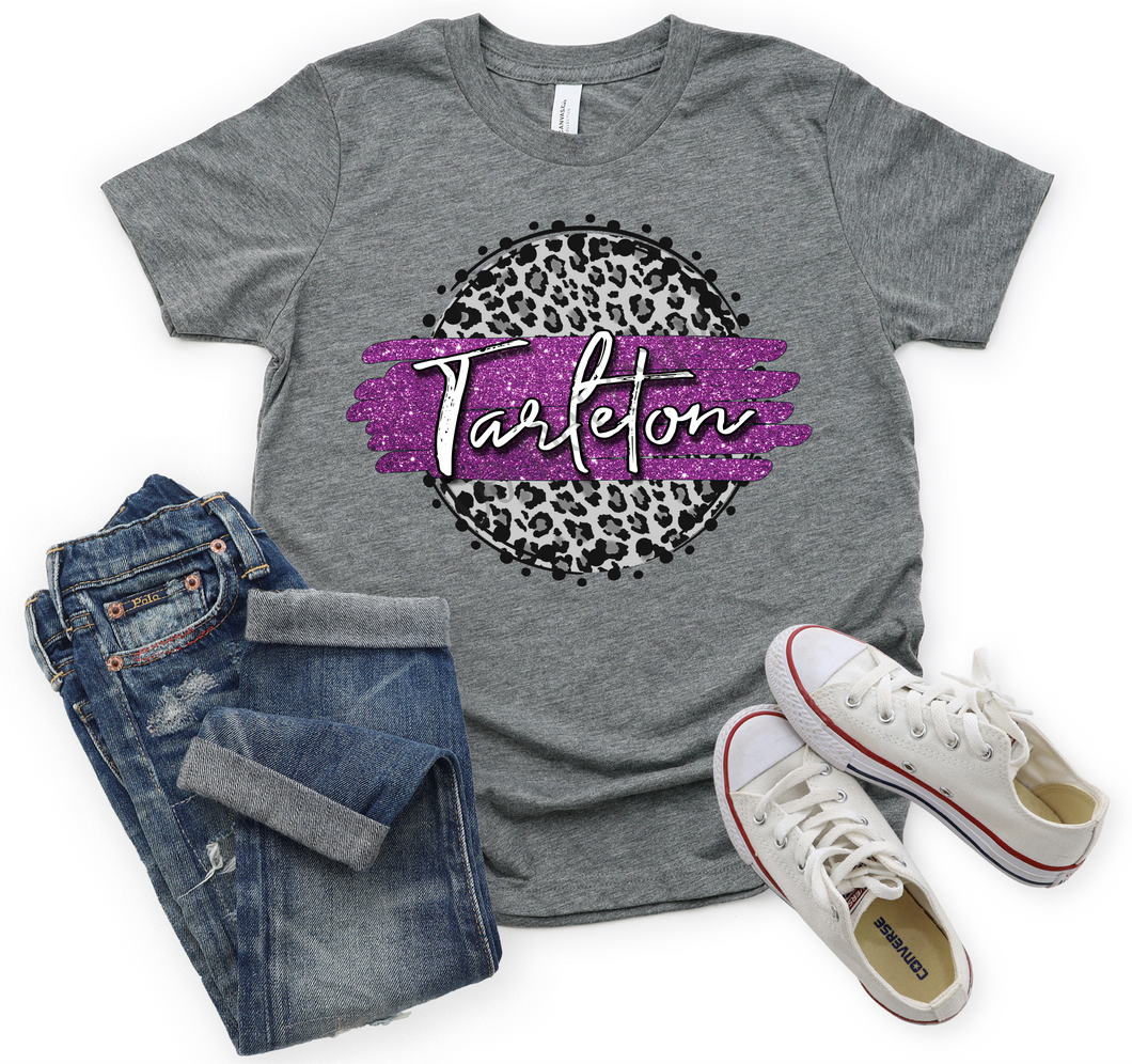 Tarleton Purple Glitter Cheetah Letter